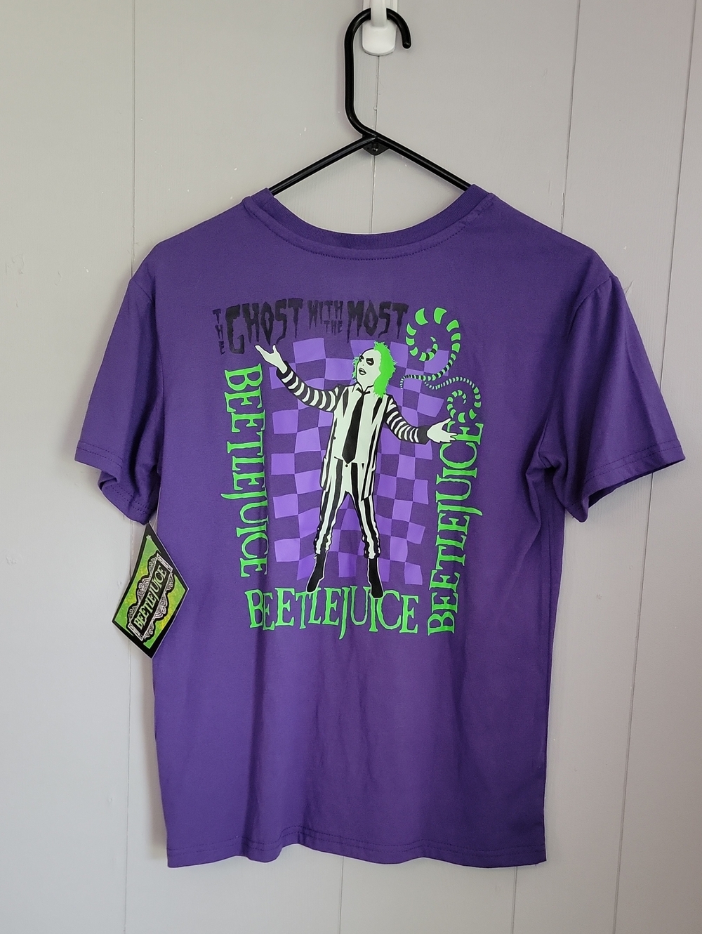 Beetle Juice Kids Shirt Small Purple Short Sleeve